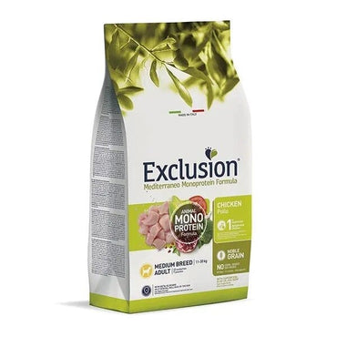 Exclusion Mediterraneo Monoprotein Crocchette Pollo Per Cani Adulti Taglia Media Sacco 3kg
