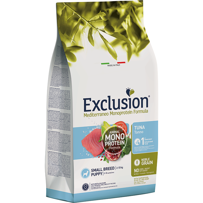 Exclusion Mediterraneo Monoprotein Noble Grain Crocchette Al Tonno Per Cuccioli Taglia Piccola 2kg