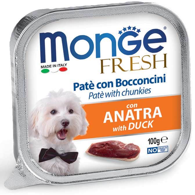 Monge Fresh PatÉ Bocconcini Con Anatra Cibo Umido Per Cani Adulti 100g