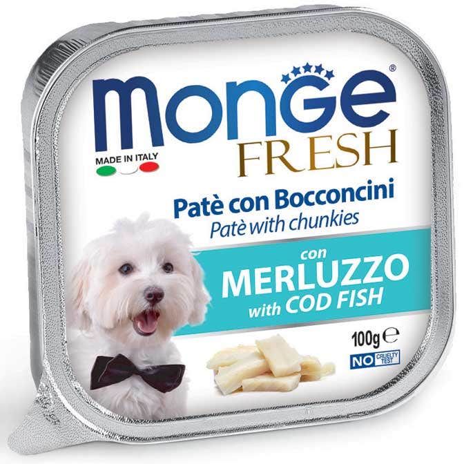 Monge Fresh PatÉ Bocconcini Con Merluzzo Cibo Umido Per Cani Adulti 100g