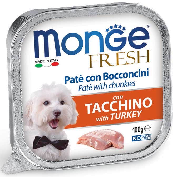Monge Fresh PatÉ Bocconcini Con Tacchino Cibo Umido Per Cani Adulti 100g