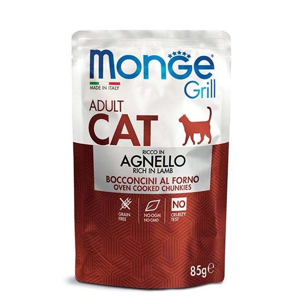 Monge Grill Adult Ricco in Agnello Cibo Umido Per Gatti Adulti 85g