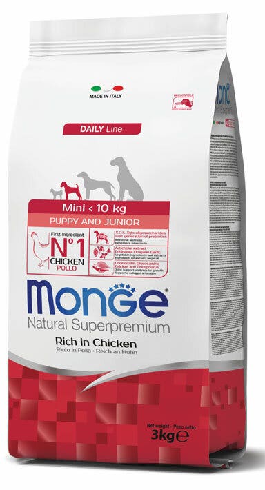 Monge Natural Superpremium Mini Ricco In Pollo Cibo Secco Cani Cuccioli Taglia Mini Sacco 800g