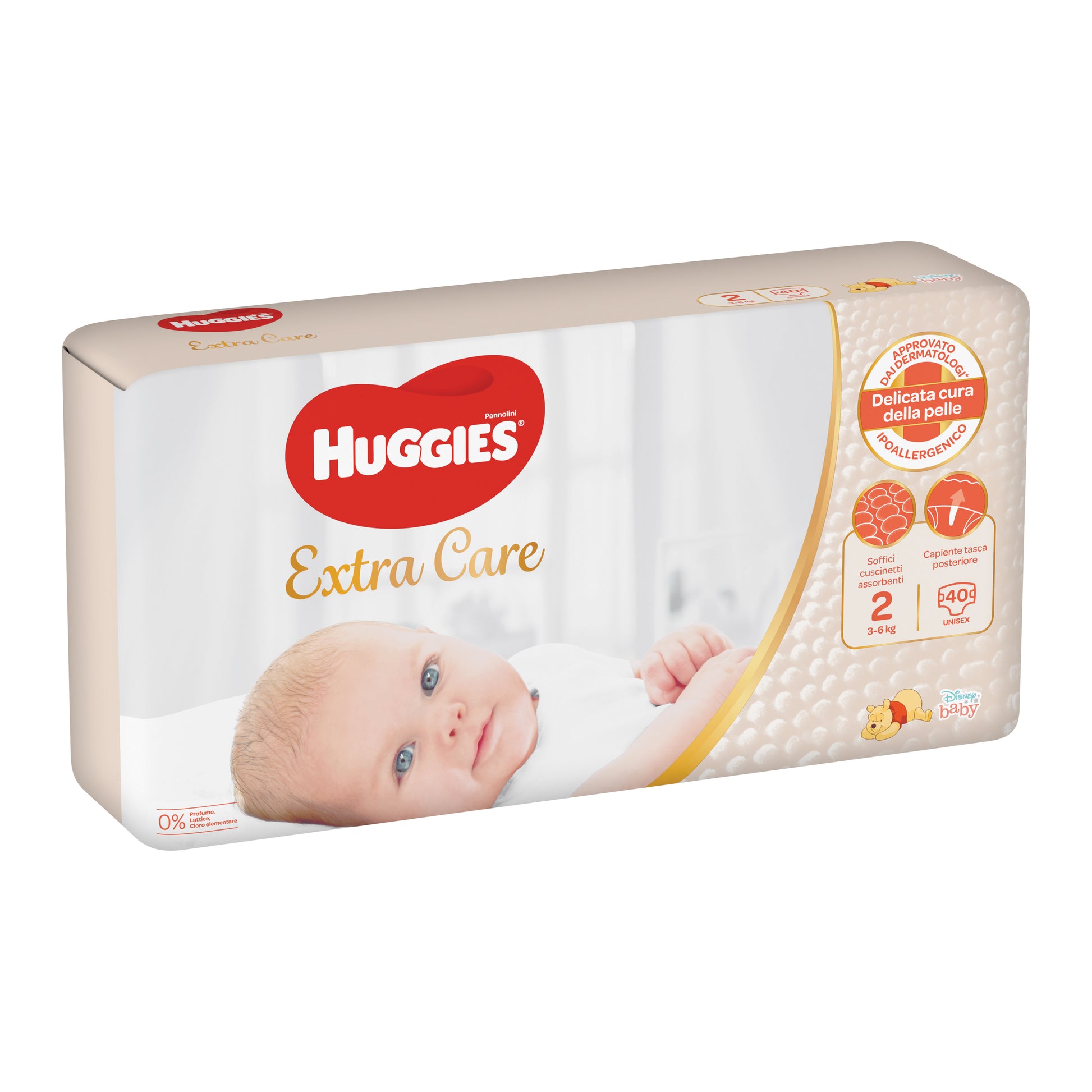 Huggies Extra Care 3-6 Kg Taglia 2 40 Pannolini