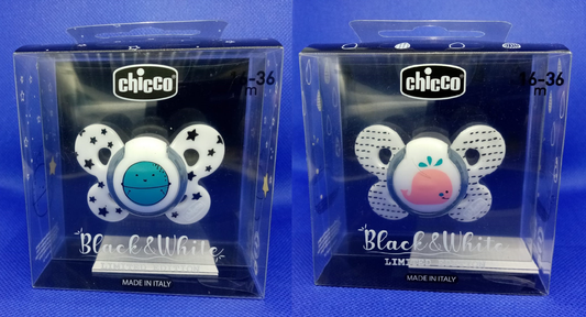 CHICCO SUCCHIETTO COMFORT LIMITED EDITION BLACK & WHITE SILICONE 16-36 MESI