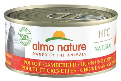 Almo Nature HFC Natural Cibo Umido Pollo E Gamberetti Per Gatti Adulti Scatoletta 150g