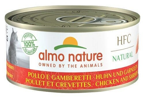 Almo Nature HFC Natural Cibo Umido Pollo E Gamberetti Per Gatti Adulti Scatoletta 150g