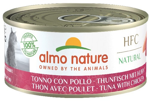 Almo Nature HFC Natural Tonno con Pollo Cibo Umido Per Gatti Adulti Lattina 150g