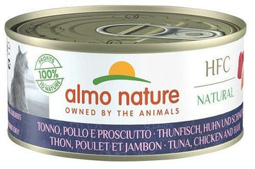 Almo Nature HFC Natural Cibo Umido Tonno, Pollo E Prosciutto Per Gatti Adulti Scatoletta 150g