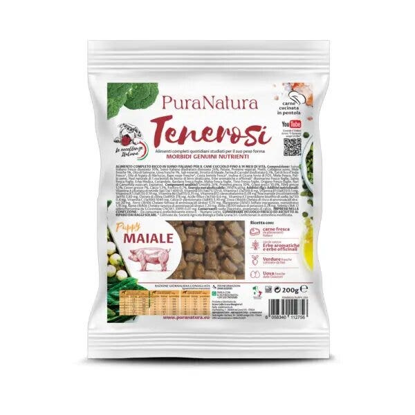PuraNatura Tenerosi Maiale Cibo Secco Cuccioli Sacco 200g