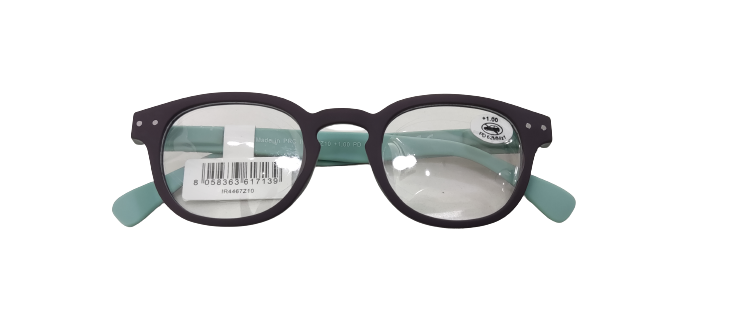 IRISTYLE OCCHIALI DA LETTURA RUBBER GRIGIO E TURCHESE DIOTTRIE 1,0