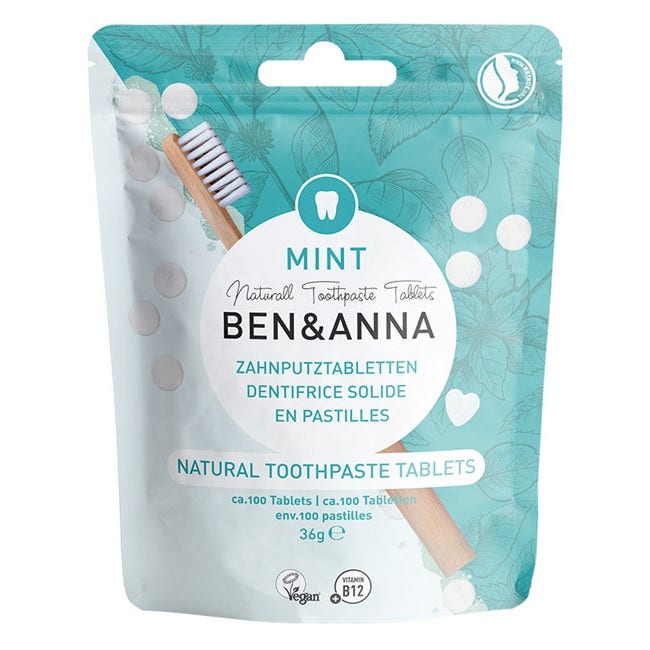 Ben & Anna Dentifricio Pastiglie Naturali Menta 100 Pezzi