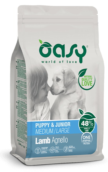Oasy Dry Monoproteico Crocchette All'Agnello Per Cuccioli Taglia Media/Grande Sacco 12kg
