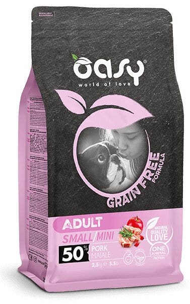 Oasy Grain Free Formula Cibo Secco Maiale Per Cani Adulti Taglia Piccola 2,5kg