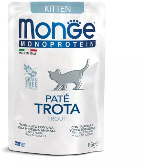 Monge busta monoporzione cat kitten pate trota 85 g