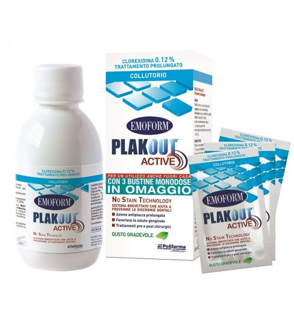 PLAKOUT ACTIVE 0,12% COLLUTORIO 200ML + 3 BUSTINE