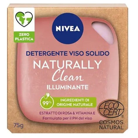 Nivea Naturally Clean Detergente Viso Solido Illuminante 75g