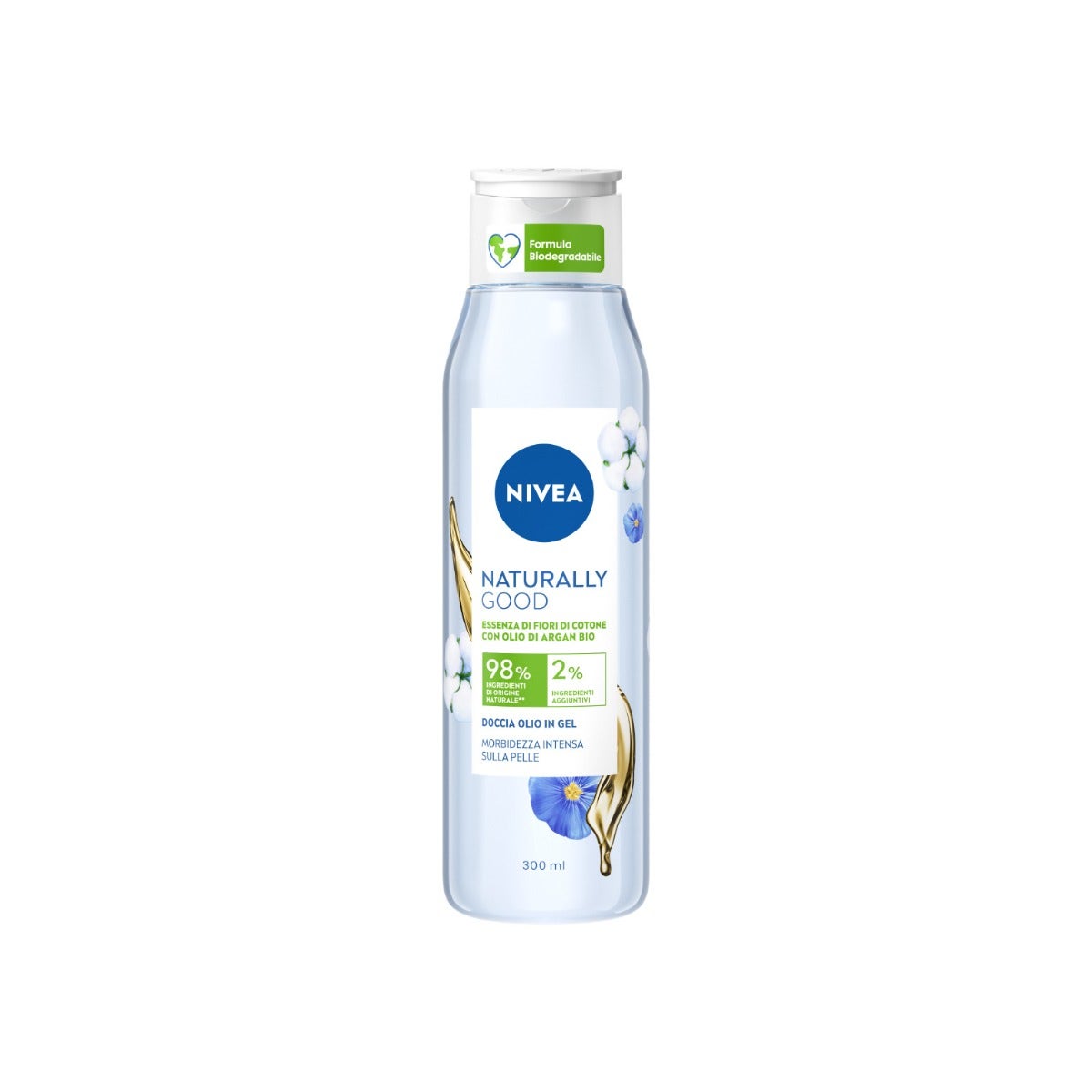 Nivea Naturally Good Doccia Olio In Gel Fiori Di Cotone 300ml
