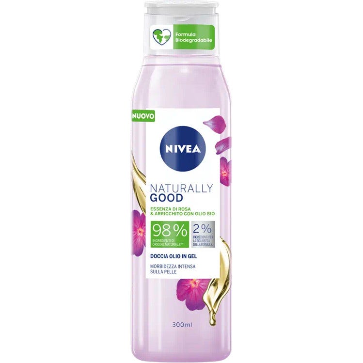 Nivea Naturally Good Doccia Olio Rosa 300ml
