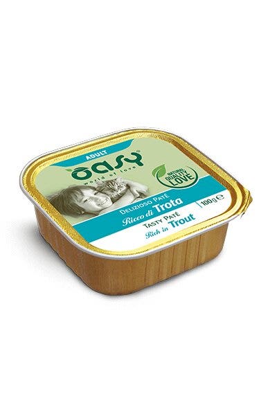 Oasy Delizioso Paté Per Gatti Adult Ricco di Trota 100g