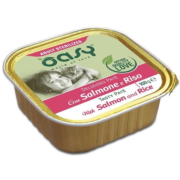 Oasy Delizioso Paté Per Gatti Adult Ricco di Salmone 100g