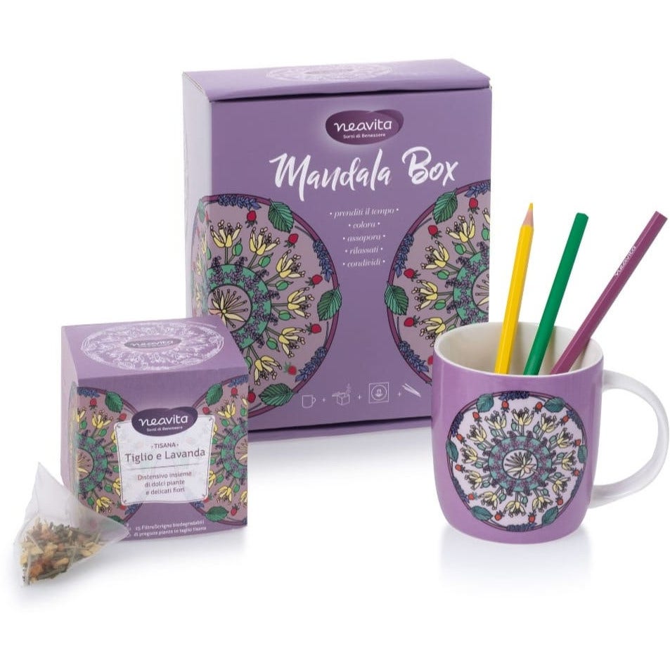 Neavita Mandala Box Rosso Mug Ceramica+ Tisana Tiglio E Lavanda+ Kit Per Colorare