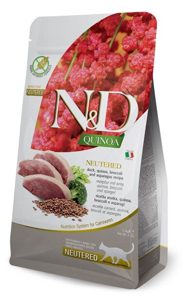Farmina Natural & Delicious Quinoa Neutered Anatra Broccoli Asparagi Grain Free Per Gatti Adulti 300g