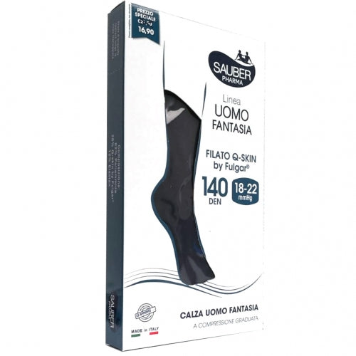 SAUBER UOMO QSKIN 140DEN TAGLIA S/M NERO CON ANCORE BLU CAPRI