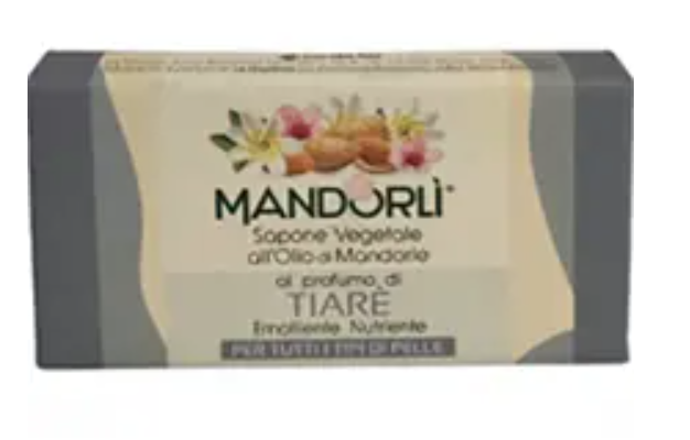 MANDORLI SAPONE SOLIDO OLIO DI MANDORLE AL PROFUMO DI TIARE' 100 GRAMMI