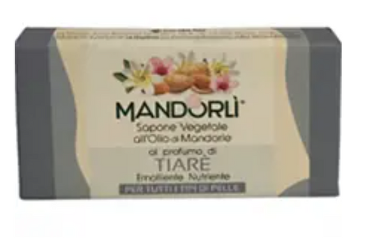 MANDORLI SAPONE SOLIDO OLIO DI MANDORLE AL PROFUMO DI TIARE' 100 GRAMMI
