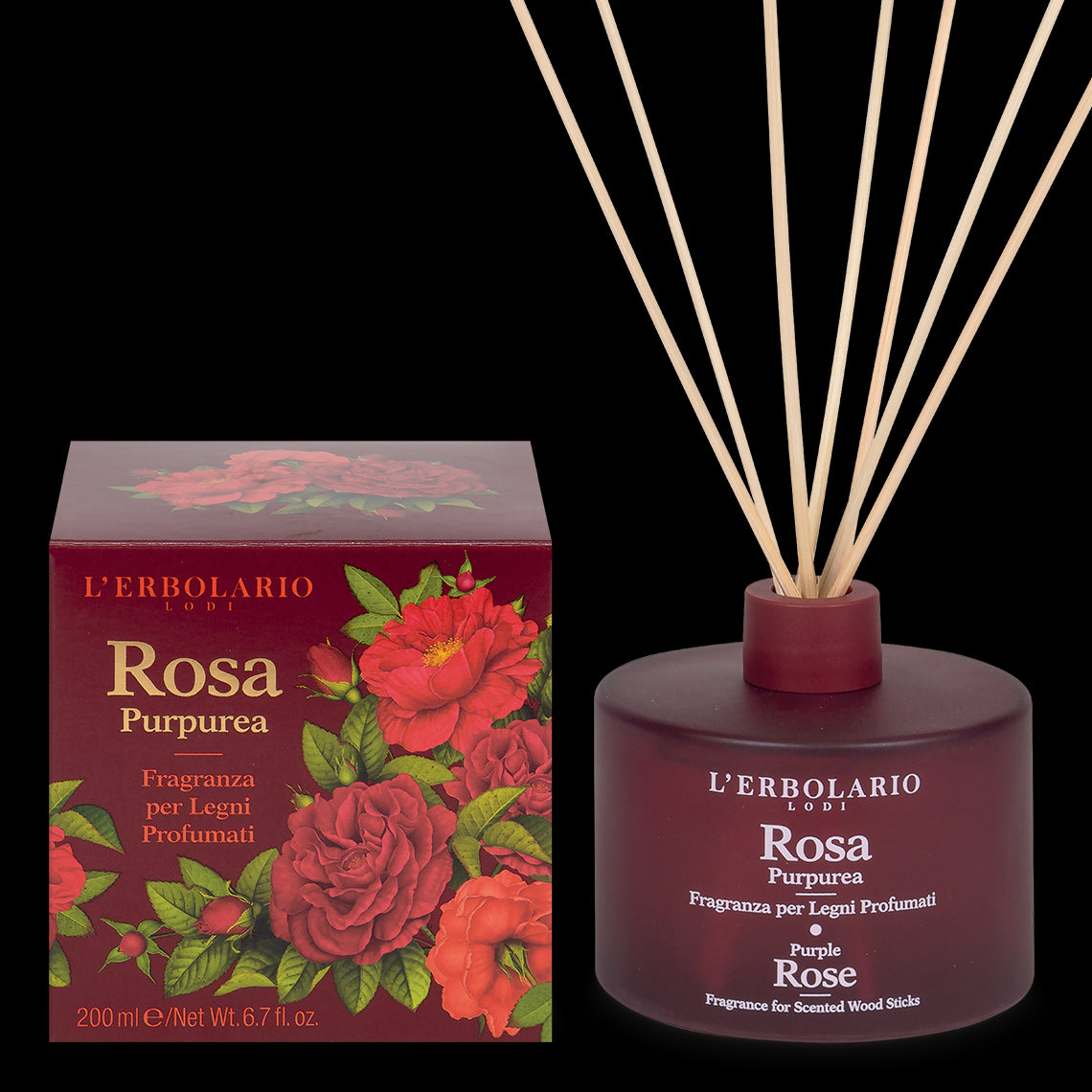 L'Erbolario Fragranza Per Legni Profumati Rosa Purpurea 200ml
