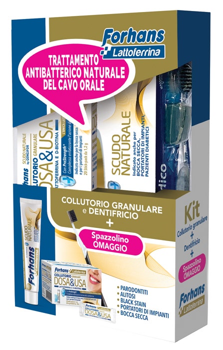 Forhans Kit Lattoferrina Dentifricio + Collutorio + 1 Spazzolino