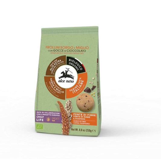 Alce Nero Frollino Di Sorgo E Miglio Con Gocce Di Cioccolato Bio 250g