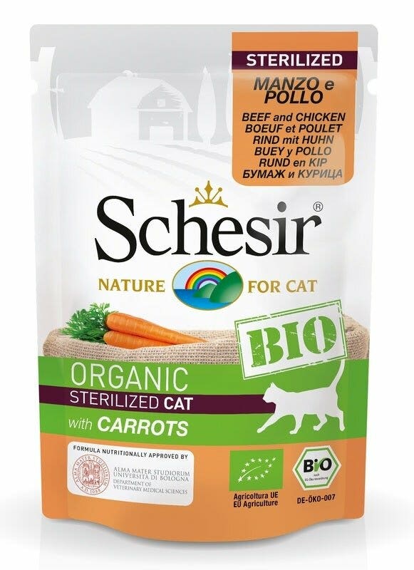 Schesir Organic Bio Paté Al Manzo E Pollo Con Carote Per Gatti Adulti Bustina 85g