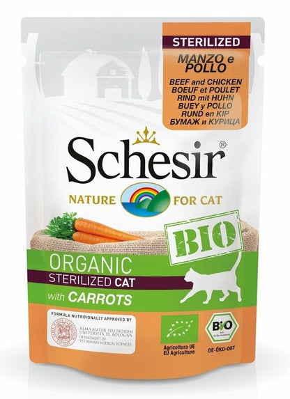Schesir Organic Bio Paté Al Manzo E Pollo Con Carote Per Gatti Adulti Bustina 85g