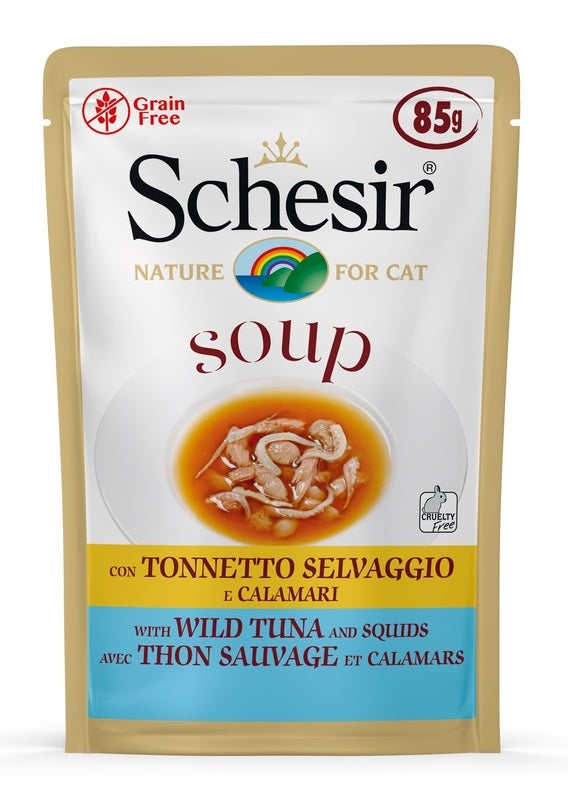 Schesir Soup Tonnetto Selvaggio E Calamari Cibo Umido Gatti Adulti Bustina 85g