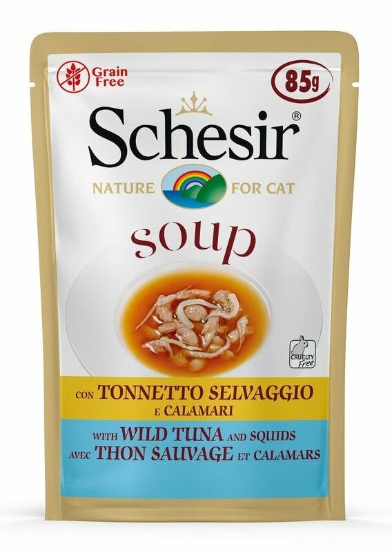Schesir Soup Tonnetto Selvaggio E Calamari Cibo Umido Gatti Adulti Bustina 85g