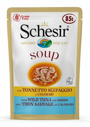 Schesir Soup Tonnetto Selvaggio E Calamari Cibo Umido Gatti Adulti Bustina 85g