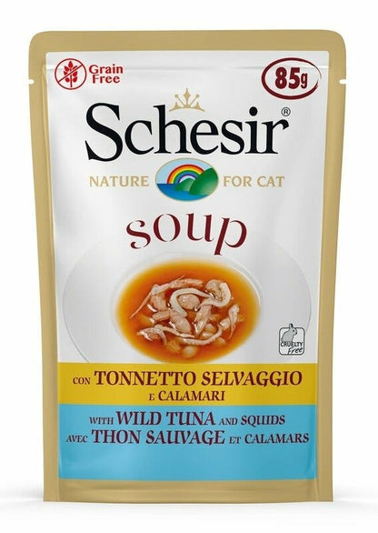 Schesir Soup Tonnetto Selvaggio E Calamari Cibo Umido Gatti Adulti Bustina 85g