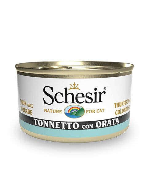 Schesir Tonnetto Con Orata Cibo Umido Gatti Adulti Lattina 85g