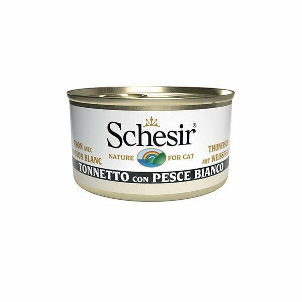 Schesir Tonnetto Con Pesce Bianco Cibo Umido Gatti Adulti Lattina 85g