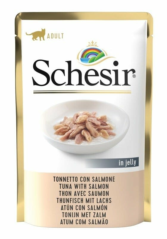 Schesir Tonnetto Con Salmone In Jelly Cibo Umido Gatti Adulti Bustina 85g