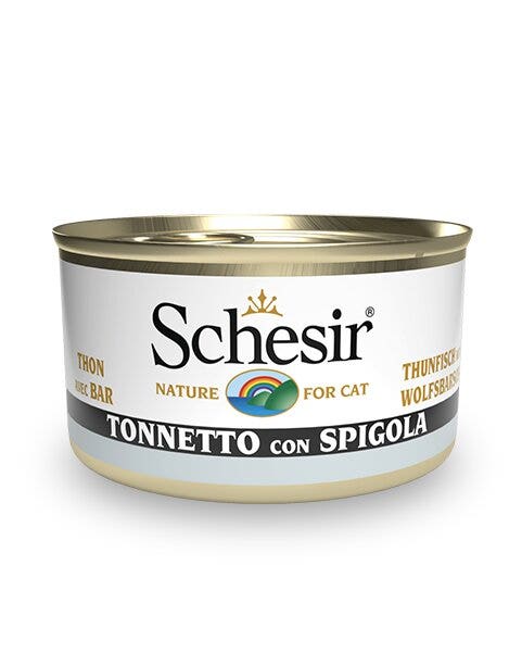 Schesir Tonnetto Con Spigola Cibo Umido Gatti Adulti Lattina 85