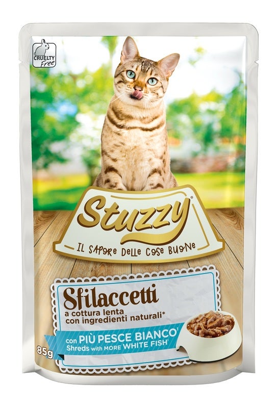 Stuzzy Sfilaccetti Con Più Pesce Bianco Cibo Umido Gatti Adulti Bustina 85g