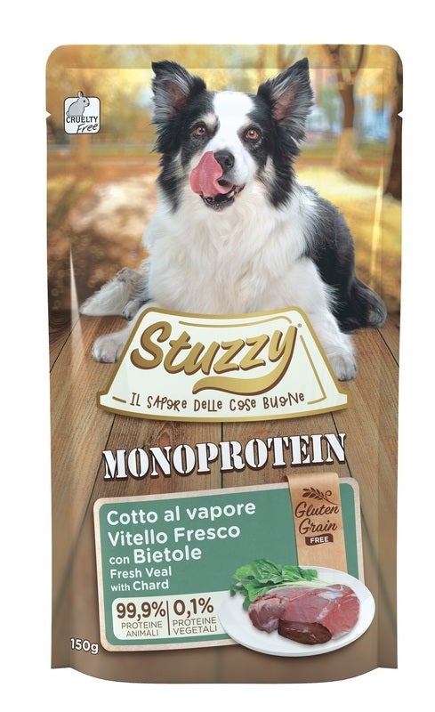 Stuzzy Monoprotein Vitello Fresco Con Bietole Cibo Umido Cani Adulti Bustina 150g