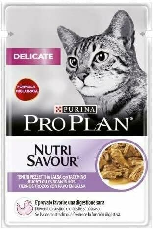 Purina Pro Plan Delicate Nutri Savour Pezzetti In Salsa Con Tacchino Per Gatti Adulti Busta Da 85g