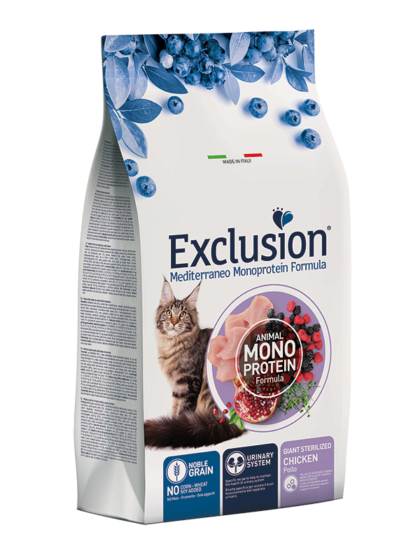 Exclusion Mediterraneo Monoprotein Noble Grain Giant Sterilized Cibo Secco Per Gatti Adulti 300g