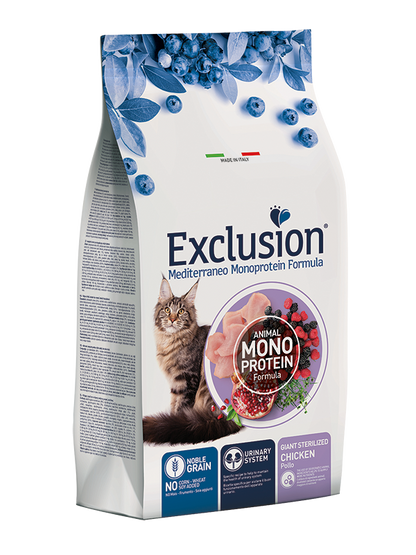 Exclusion Mediterraneo Monoprotein Noble Grain Giant Sterilized Cibo Secco Per Gatti Adulti 300g