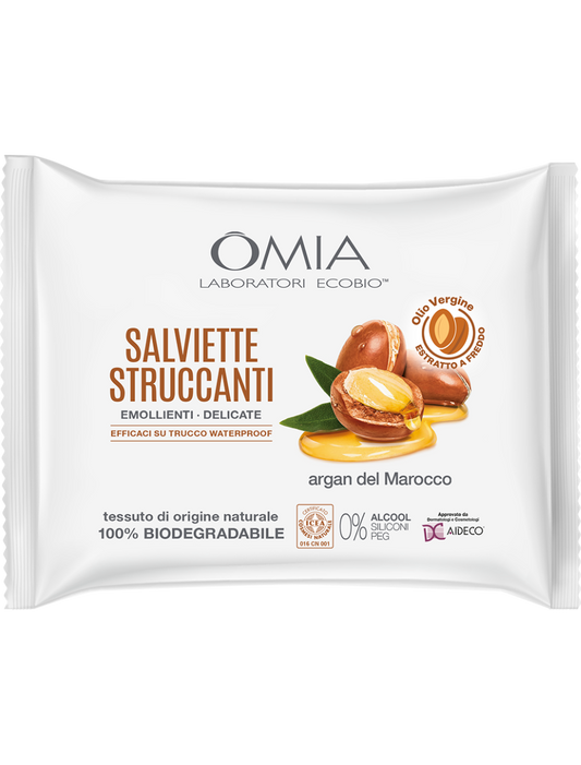 Omia Salviette Struccanti Viso Argan del Marocco 20 Pezzi
