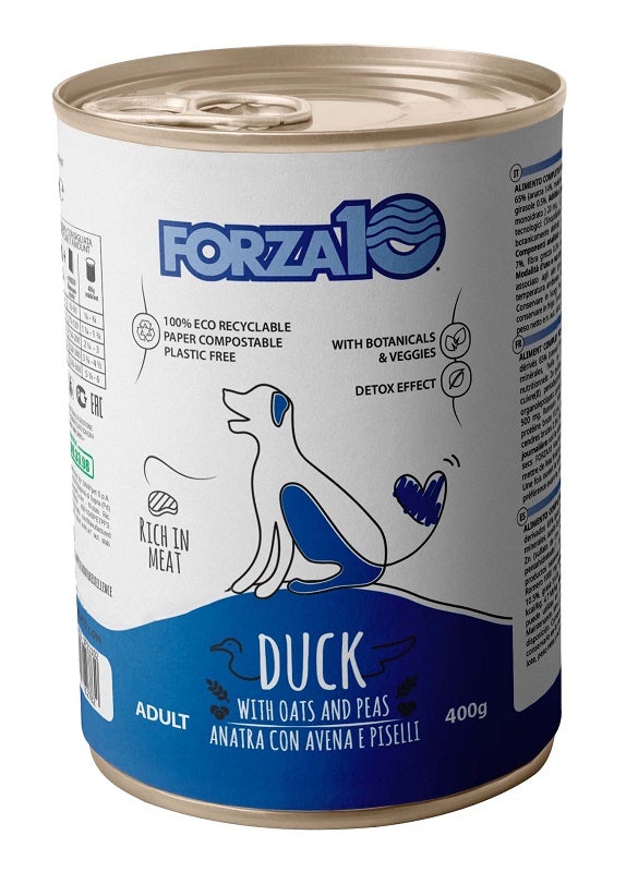 Forza10 Adult Maintenance Cibo Umido Con Anatra/Avena/Piselli Cani Adulti Barattolo 400g